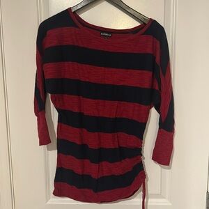 Maroon and blue striped lightweight sweater
